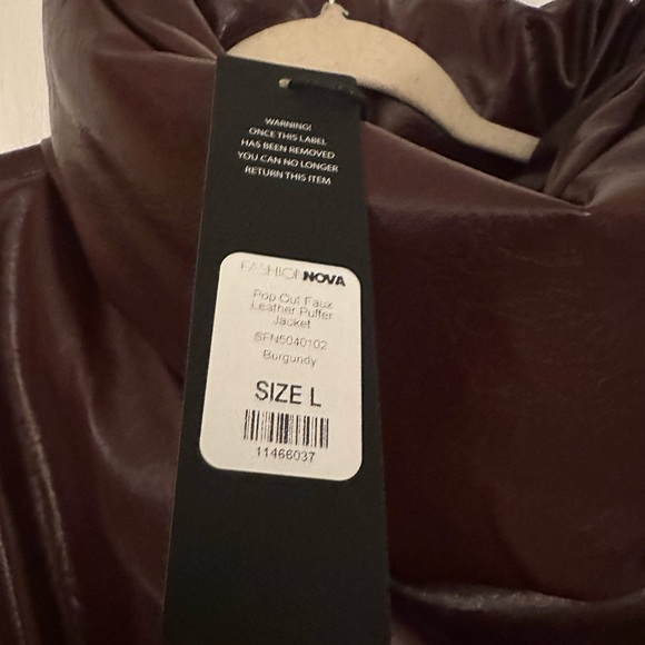 NWT| Fashion Nova Deep Burgundy Puffer Jacket - Picture 6 of 7